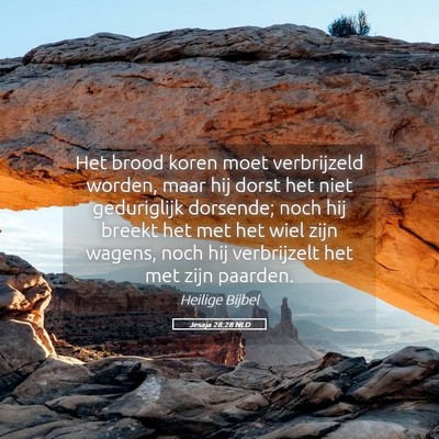 Picture 05 - Jesaja 28:28 NLD - Het brood koren moet verbrijzeld worden, maar hij - Bible Verse Picture