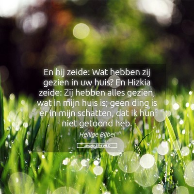 Picture 05 - Jesaja 39:4 NLD - En hij zeide: Wat hebben zij gezien in uw huis? - Bible Verse Picture