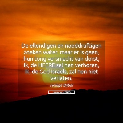 Picture 05 - Jesaja 41:17 NLD - De ellendigen en nooddruftigen zoeken water, maar - Bible Verse Picture