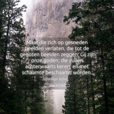 Picture 05 - Jesaja 42:17 NLD - Maar die zich op gesneden beelden verlaten, die - Bible Verse Picture