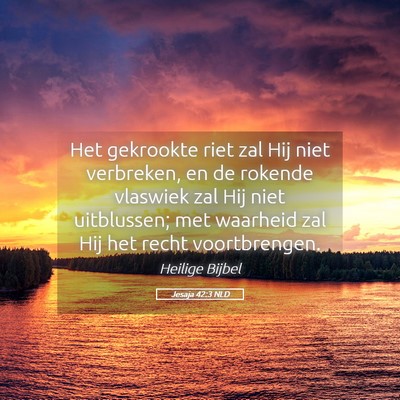 Picture 05 - Jesaja 42:3 NLD - Het gekrookte riet zal Hij niet verbreken, en de - Bible Verse Picture