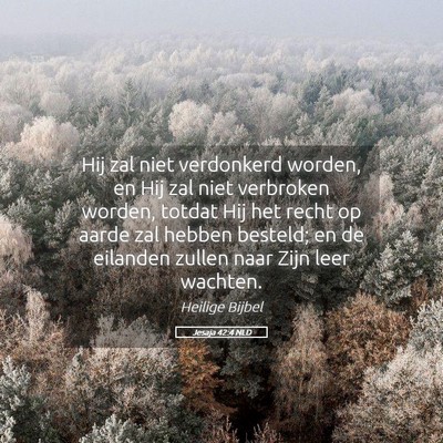 Picture 05 - Jesaja 42:4 NLD - Hij zal niet verdonkerd worden, en Hij zal niet - Bible Verse Picture