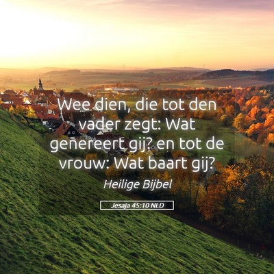 Picture 05 - Jesaja 45:10 NLD - Wee dien, die tot den vader zegt: Wat genereert - Bible Verse Picture