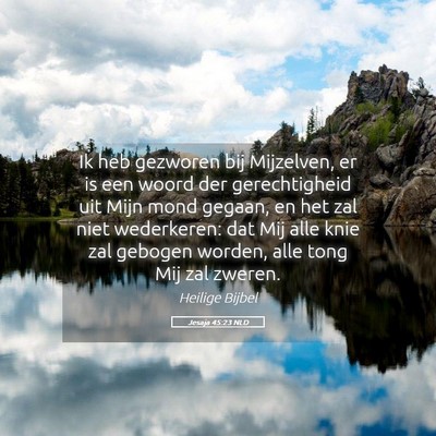 Picture 05 - Jesaja 45:23 NLD - Ik heb gezworen bij Mijzelven, er is een woord - Bible Verse Picture