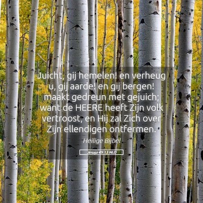 Picture 05 - Jesaja 49:13 NLD - Juicht, gij hemelen! en verheug u, gij aarde! en - Bible Verse Picture