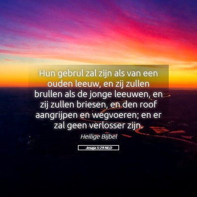 Picture 05 - Jesaja 5:29 NLD - Hun gebrul zal zijn als van een ouden leeuw, en - Bible Verse Picture