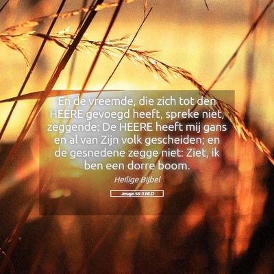 Picture 05 - Jesaja 56:3 NLD - En de vreemde, die zich tot den HEERE gevoegd - Bible Verse Picture