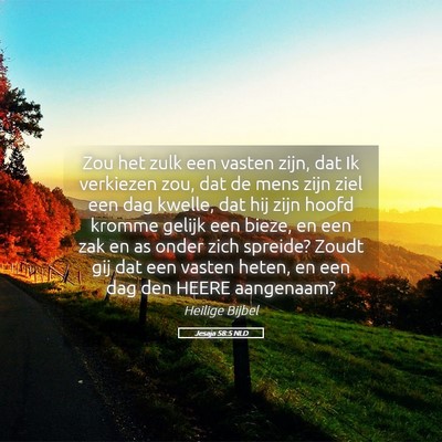 Picture 05 - Jesaja 58:5 NLD - Zou het zulk een vasten zijn, dat Ik verkiezen - Bible Verse Picture
