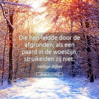Picture 05 - Jesaja 63:13 NLD - Die hen leidde door de afgronden; als een paard - Bible Verse Picture