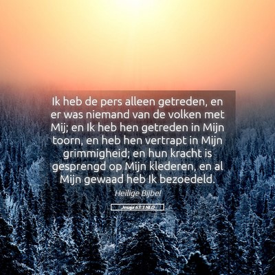 Picture 05 - Jesaja 63:3 NLD - Ik heb de pers alleen getreden, en er was niemand - Bible Verse Picture