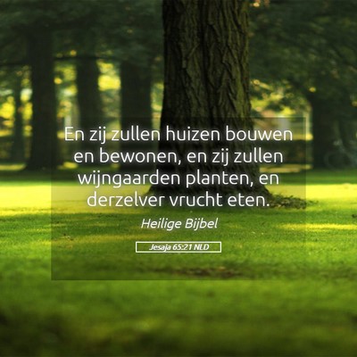 Picture 05 - Jesaja 65:21 NLD - En zij zullen huizen bouwen en bewonen, en zij - Bible Verse Picture