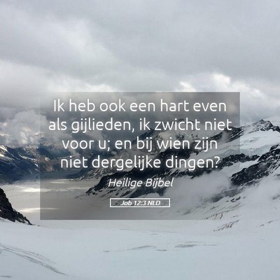 Picture 05 - Job 12:3 NLD - Ik heb ook een hart even als gijlieden, ik zwicht - Bible Verse Picture