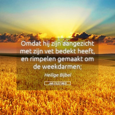 Picture 05 - Job 15:27 NLD - Omdat hij zijn aangezicht met zijn vet bedekt - Bible Verse Picture
