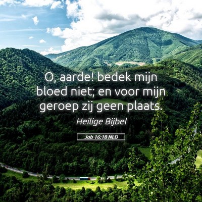 Picture 05 - Job 16:18 NLD - O, aarde! bedek mijn bloed niet; en voor mijn - Bible Verse Picture