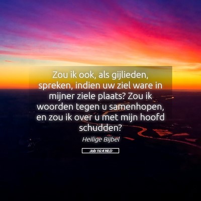 Picture 05 - Job 16:4 NLD - Zou ik ook, als gijlieden, spreken, indien uw - Bible Verse Picture