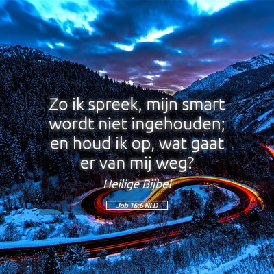 Picture 05 - Job 16:6 NLD - Zo ik spreek, mijn smart wordt niet ingehouden; - Bible Verse Picture