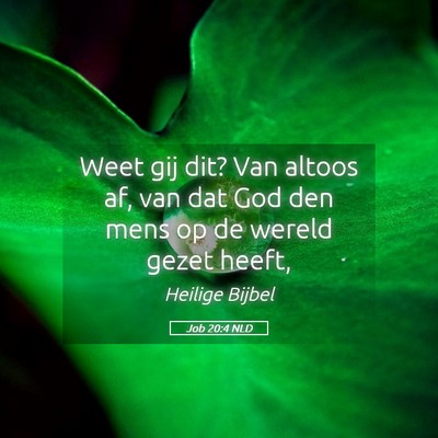 Picture 05 - Job 20:4 NLD - Weet gij dit? Van altoos af, van dat God den mens - Bible Verse Picture