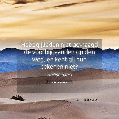 Picture 05 - Job 21:29 NLD - Hebt gijlieden niet gevraagd de voorbijgaanden op - Bible Verse Picture