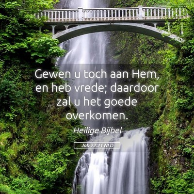 Picture 05 - Job 22:21 NLD - Gewen u toch aan Hem, en heb vrede; daardoor zal - Bible Verse Picture