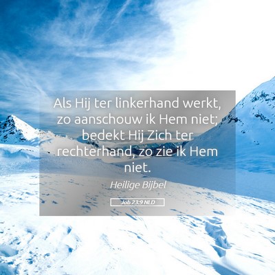 Picture 05 - Job 23:9 NLD - Als Hij ter linkerhand werkt, zo aanschouw ik Hem - Bible Verse Picture