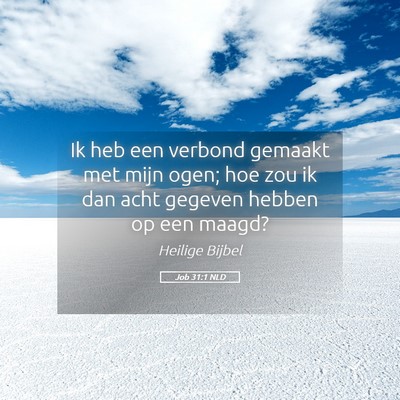 Picture 05 - Job 31:1 NLD - Ik heb een verbond gemaakt met mijn ogen; hoe zou - Bible Verse Picture