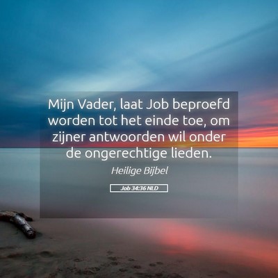 Picture 05 - Job 34:36 NLD - Mijn Vader, laat Job beproefd worden tot het - Bible Verse Picture
