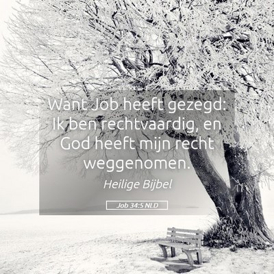 Picture 05 - Job 34:5 NLD - Want Job heeft gezegd: Ik ben rechtvaardig, en - Bible Verse Picture