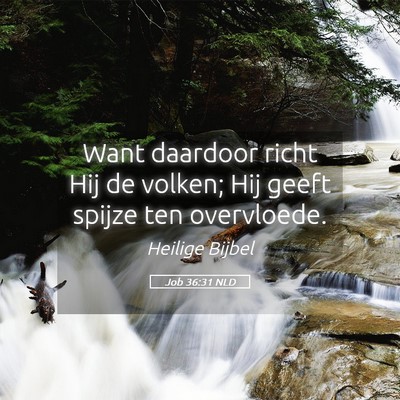Picture 05 - Job 36:31 NLD - Want daardoor richt Hij de volken; Hij geeft - Bible Verse Picture