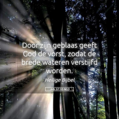 Picture 05 - Job 37:10 NLD - Door zijn geblaas geeft God de vorst, zodat de - Bible Verse Picture