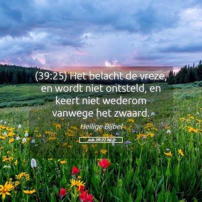 Picture 05 - Job 39:22 NLD - (39:25) Het belacht de vreze, en wordt niet - Bible Verse Picture