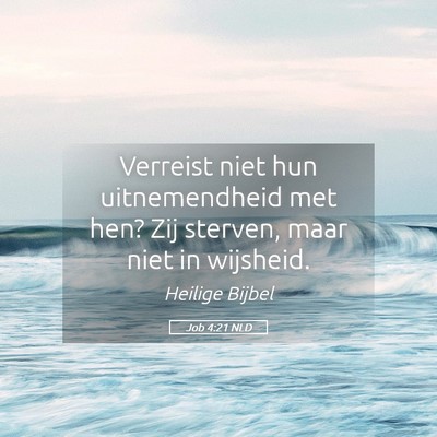 Picture 05 - Job 4:21 NLD - Verreist niet hun uitnemendheid met hen? Zij - Bible Verse Picture