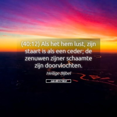 Picture 05 - Job 40:17 NLD - (40:12) Als het hem lust, zijn staart is als een - Bible Verse Picture