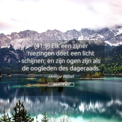 Picture 05 - Job 41:18 NLD - (41:9) Elk een zijner niezingen doet een licht - Bible Verse Picture