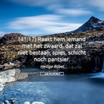 Picture 05 - Job 41:26 NLD - (41:17) Raakt hem iemand met het zwaard, dat zal - Bible Verse Picture