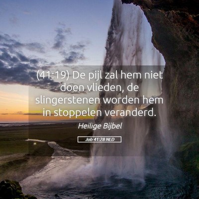 Picture 05 - Job 41:28 NLD - (41:19) De pijl zal hem niet doen vlieden, de - Bible Verse Picture