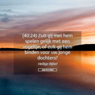 Picture 05 - Job 41:5 NLD - (40:24) Zult gij met hem spelen gelijk met een - Bible Verse Picture