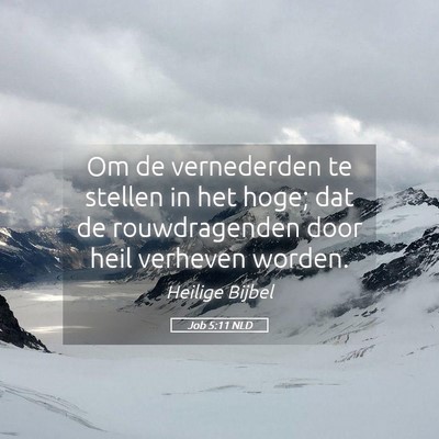 Picture 05 - Job 5:11 NLD - Om de vernederden te stellen in het hoge; dat de - Bible Verse Picture