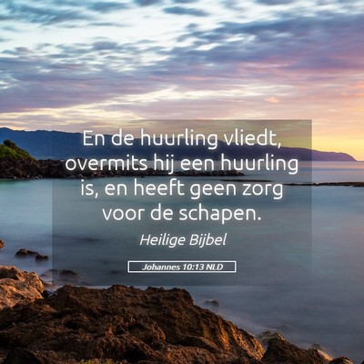 Picture 05 - Johannes 10:13 NLD - En de huurling vliedt, overmits hij een huurling - Bible Verse Picture