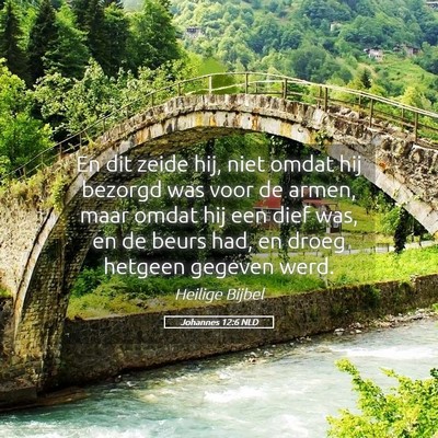 Picture 05 - Johannes 12:6 NLD - En dit zeide hij, niet omdat hij bezorgd was voor - Bible Verse Picture