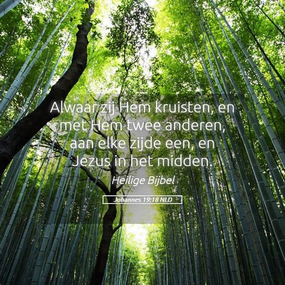 Picture 05 - Johannes 19:18 NLD - Alwaar zij Hem kruisten, en met Hem twee anderen, - Bible Verse Picture