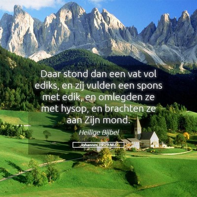 Picture 05 - Johannes 19:29 NLD - Daar stond dan een vat vol ediks, en zij vulden - Bible Verse Picture