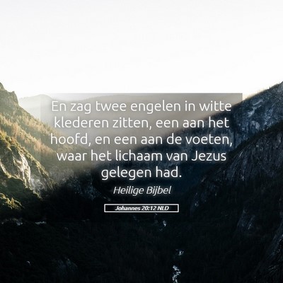 Picture 05 - Johannes 20:12 NLD - En zag twee engelen in witte klederen zitten, een - Bible Verse Picture