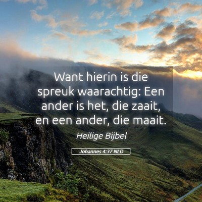 Picture 05 - Johannes 4:37 NLD - Want hierin is die spreuk waarachtig: Een ander - Bible Verse Picture
