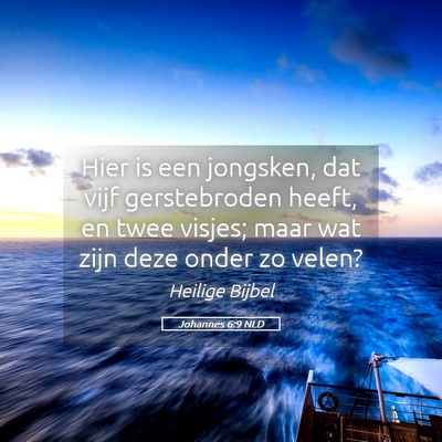 Picture 05 - Johannes 6:9 NLD - Hier is een jongsken, dat vijf gerstebroden - Bible Verse Picture