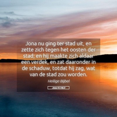 Picture 05 - Jona 4:5 NLD - Jona nu ging ter stad uit, en zette zich tegen - Bible Verse Picture
