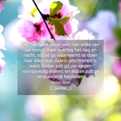 Picture 05 - Jozua 1:8 NLD - Dat het boek dezer wet niet wijke van uw mond, - Bible Verse Picture