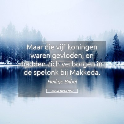 Picture 05 - Jozua 10:16 NLD - Maar die vijf koningen waren gevloden, en hadden - Bible Verse Picture