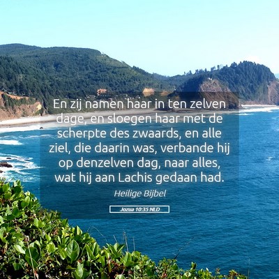Picture 05 - Jozua 10:35 NLD - En zij namen haar in ten zelven dage, en sloegen - Bible Verse Picture