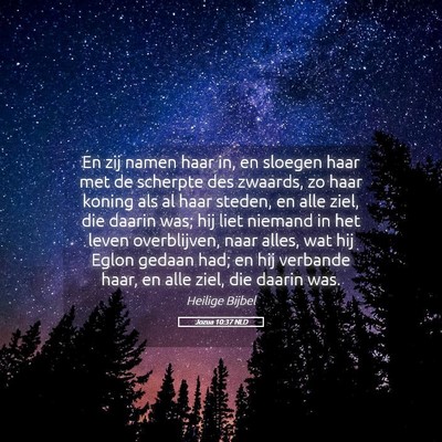 Picture 05 - Jozua 10:37 NLD - En zij namen haar in, en sloegen haar met de - Bible Verse Picture
