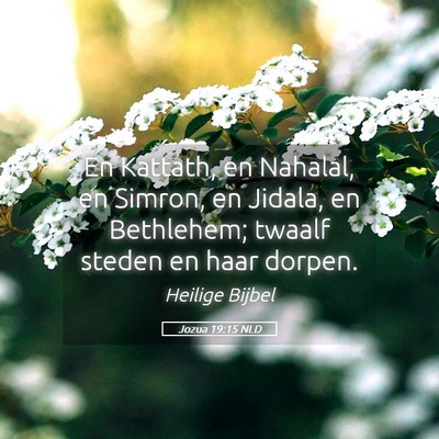 Picture 05 - Jozua 19:15 NLD - En Kattath, en Nahalal, en Simron, en Jidala, en - Bible Verse Picture